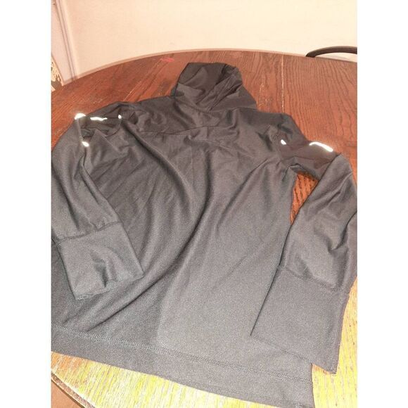 Small Gap Body Black Silver Lightweight V-Neck Hoodie Shirt Top - Picture 3 of 4